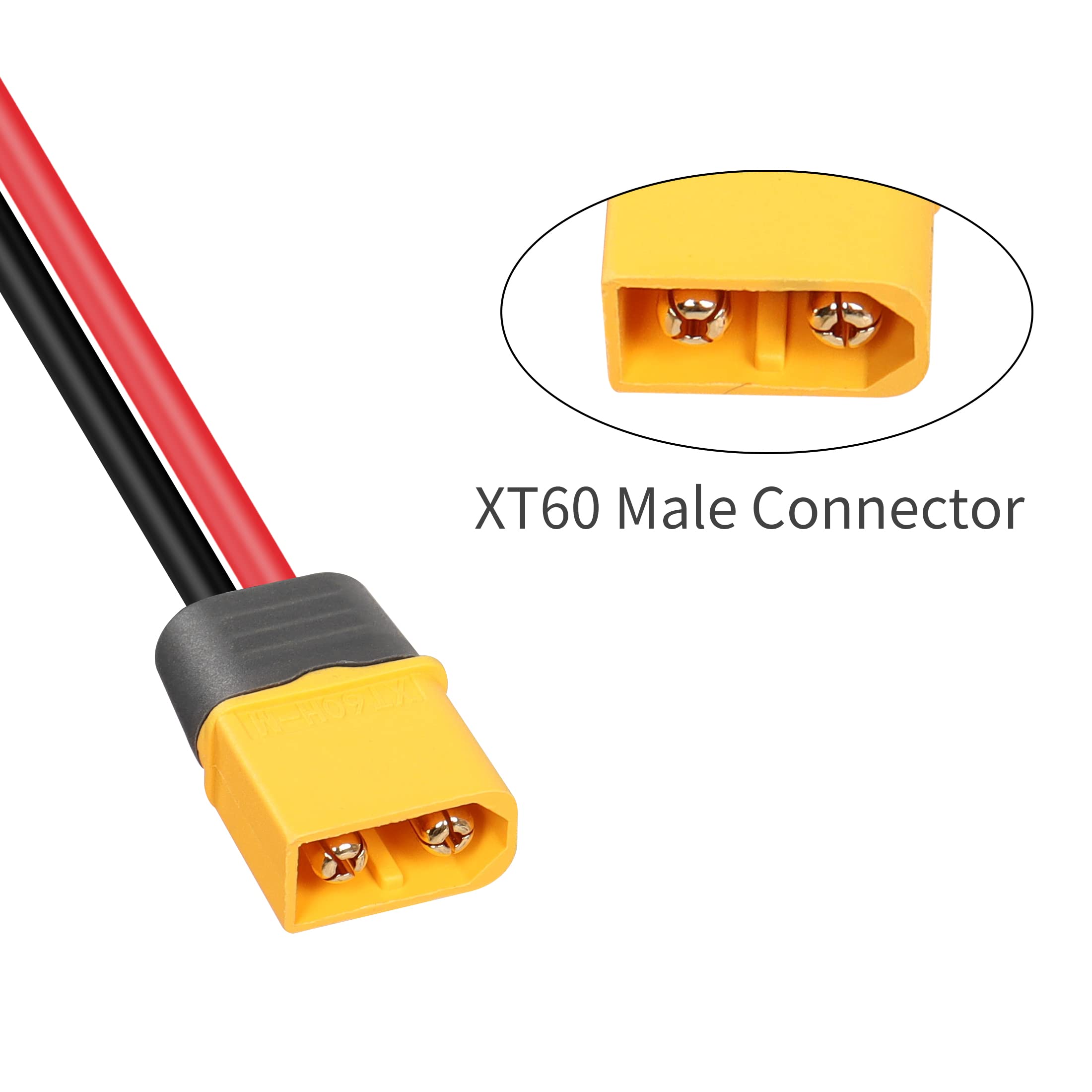 Câble Extension XT60 0.9m - Mâle Vers Femelle, 12 AWG - Pour Drone, Batterie, Panneau Solaire