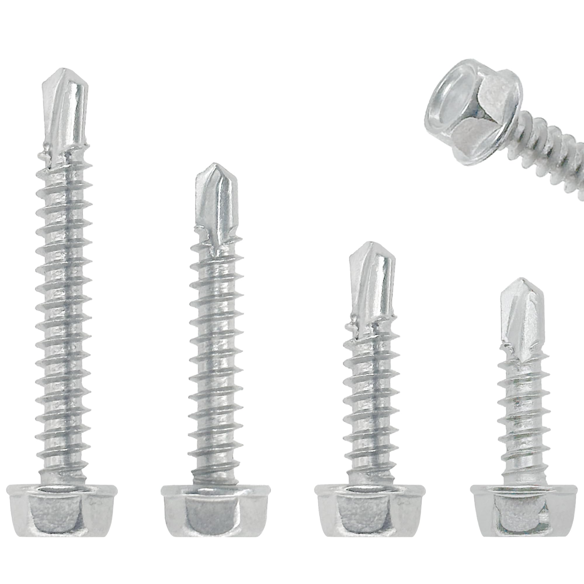 120 PCS Stainless Steel Outer Hex Self Tapping Self Drilling Screws for Metal, M4.2 x 16mm, M4.2 x 19mm, M4.2 x 25mm, M4.2 x 32mm