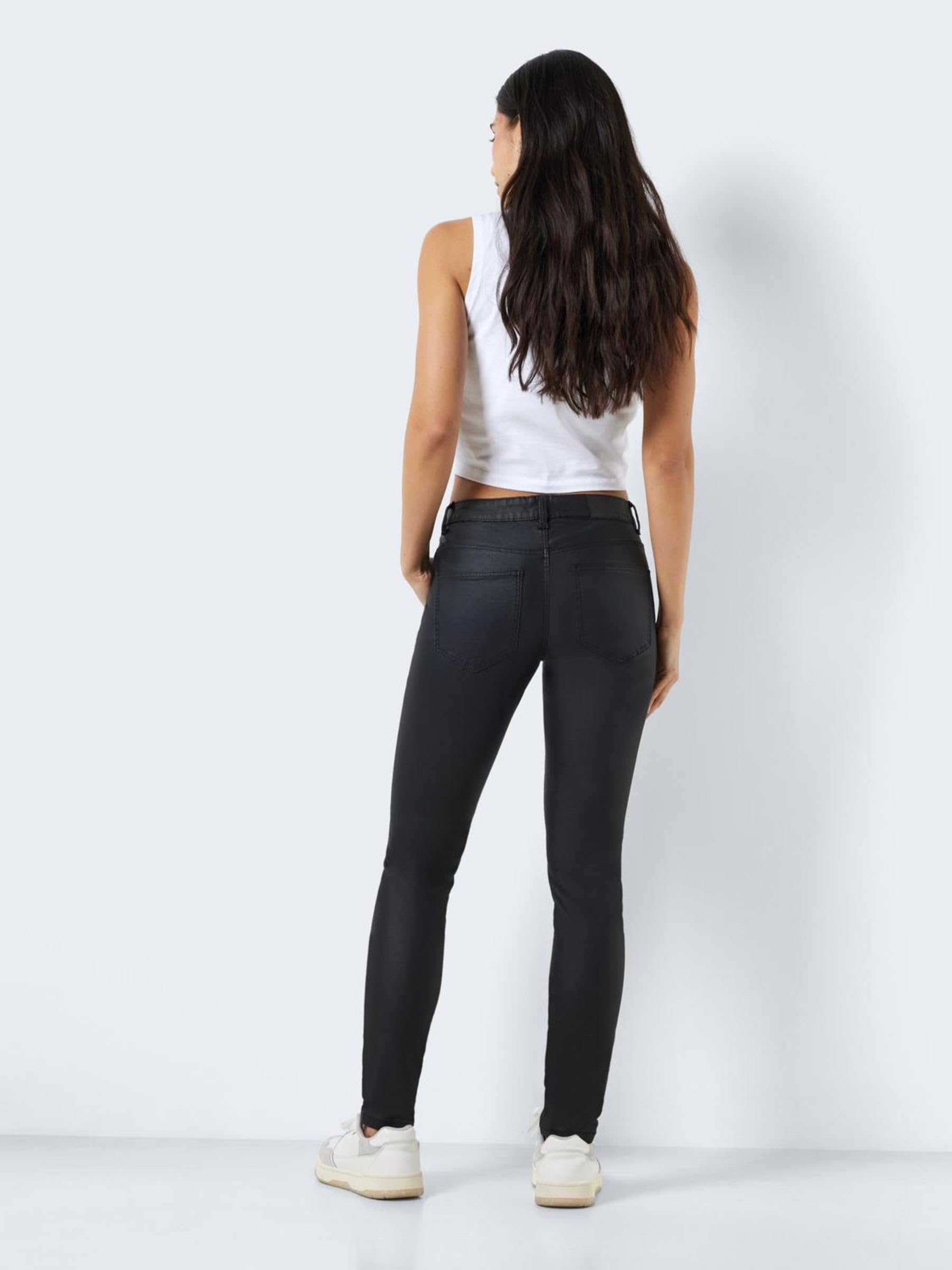 Noisy May Damen Hose Nmallie Lw Skinny Coated Black Pant Noos