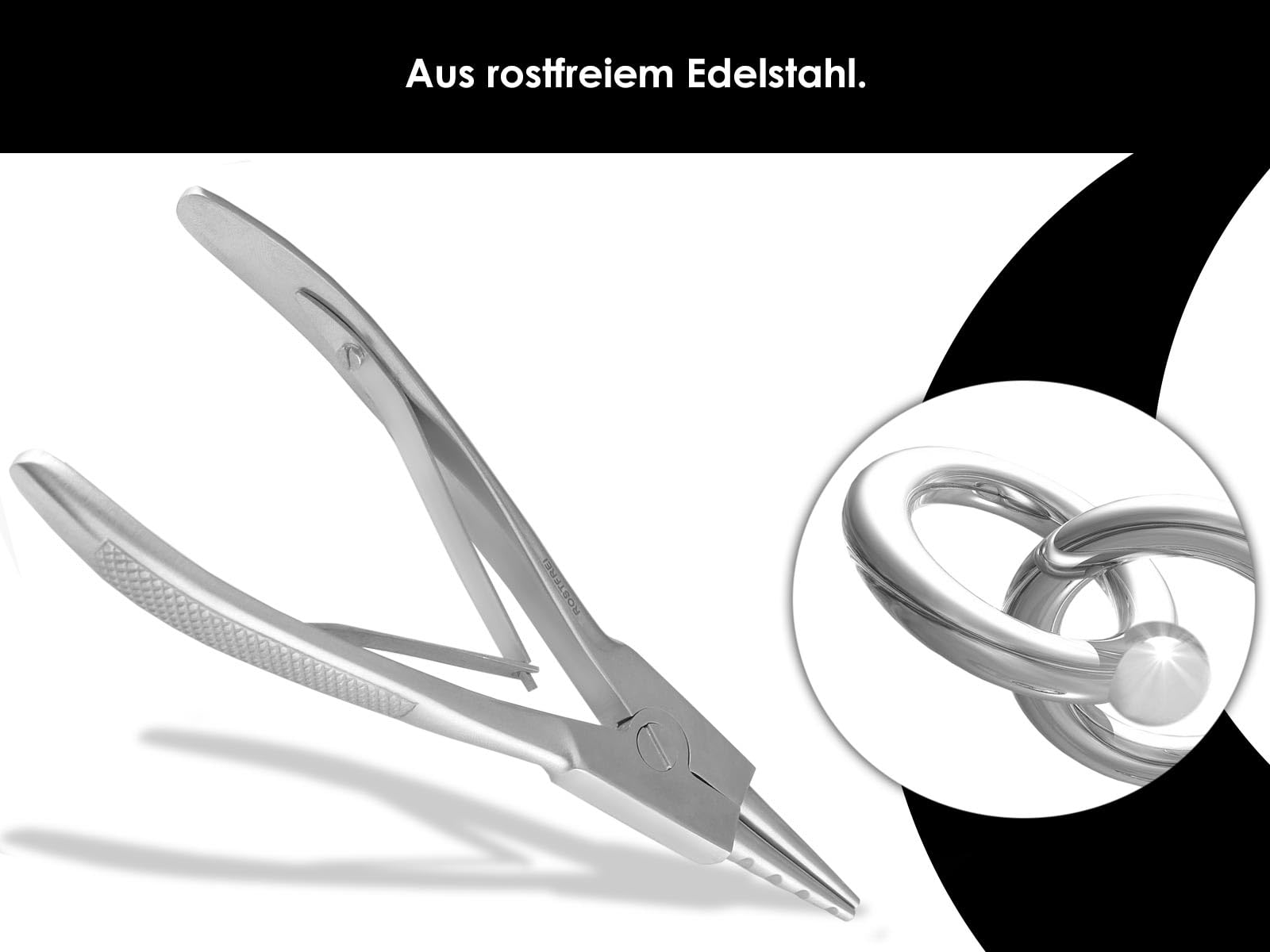 InstrumenteNrw Ringöffnungszange für Piercing Klemmringe als Piercingzange mit 4 Kerben Ringöffner Zange mit Doppelfederung aus Edelstahl 16 cm