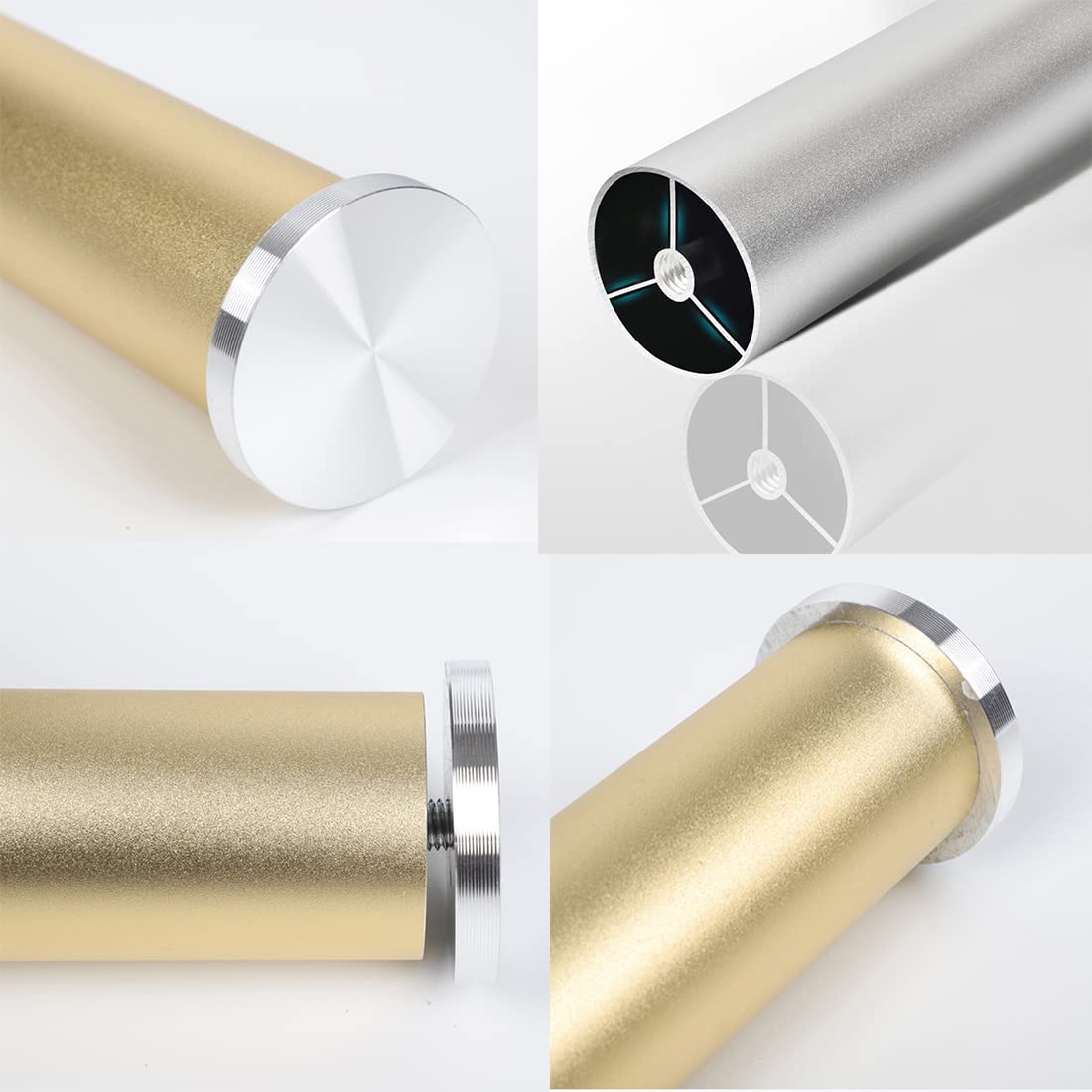 Patas de mesa ajustables de aleación de aluminio, 4 patas de metal sin perforaciones, patas de soporte para muebles de baño (color aluminio de 40 cm)