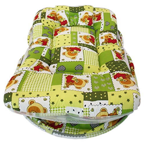 Image of Amardeep and Co Toddler Mattress with Mosquito and Insect Protection Net 70 * 40 cms (Green Yellow Teddy)
