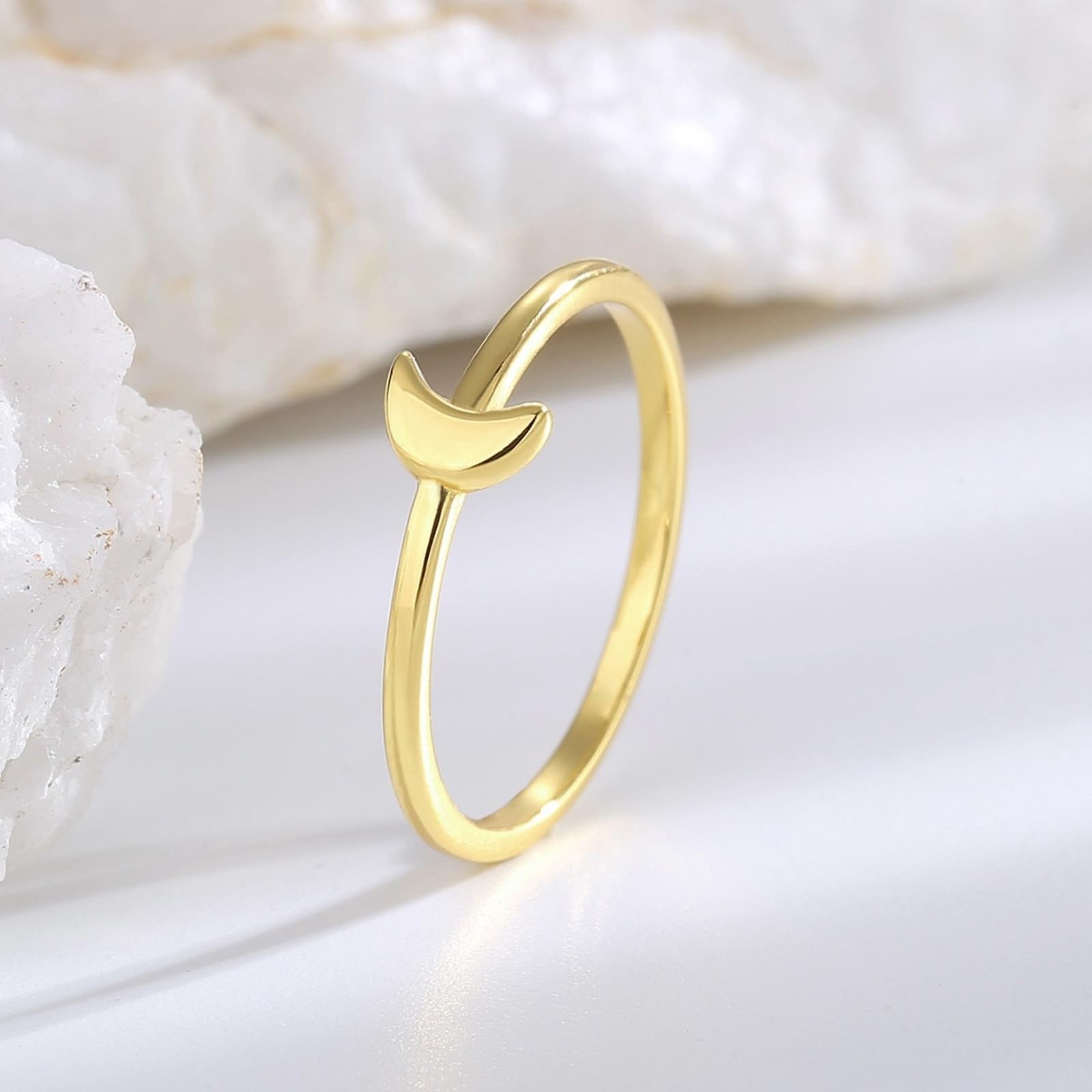 Bague Couple Fiançailles Bague de Fiançailles Or Jaune Or 9 Carats Au375/Au585/Au750 Lune Taille Lesbienne pour Lesbienne Noël Bijoux