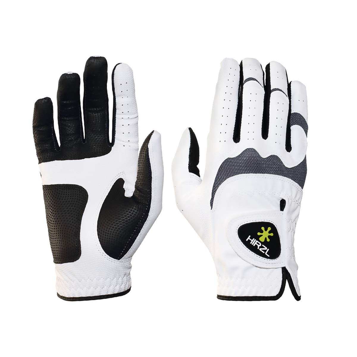 HIRZL Trust Hybrid Golf Gloves– All Weather Mens Golf Glove (White/Black) | Nylon, Kangaroo Leather, Polyester | Ultimate Grip (Wet or Dry), Ergonomic Fit, Breathable, Sweat Free, Water Repellent