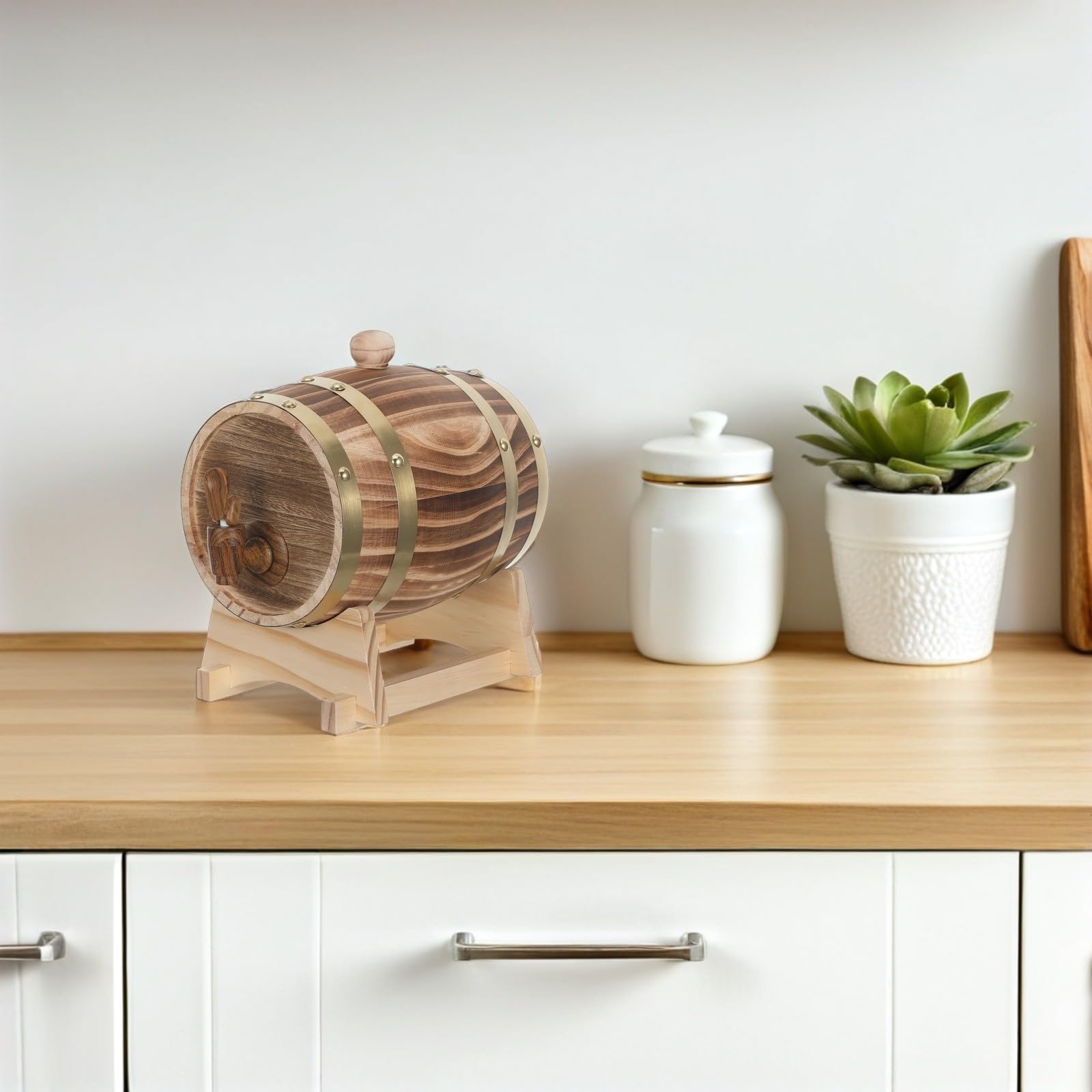 Barril de Roble de 1,5 L con Soporte y Grifo para Bebidas
