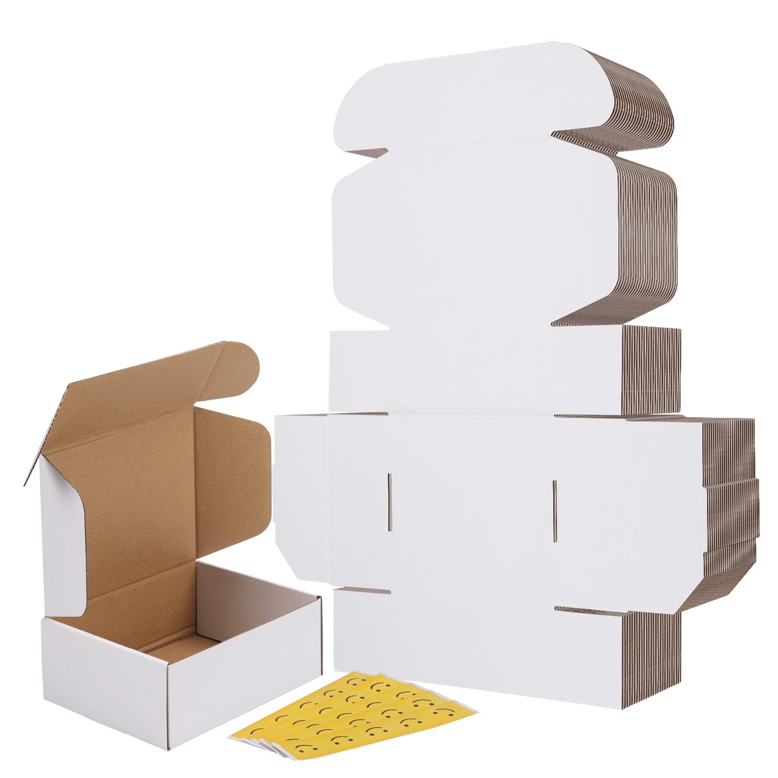 RLAVBL 25 Pack 204x153x77 mm (8x6x3 in) Shipping Boxes Small White Corrugated Cardboard Box for Packing Mailing — image 1