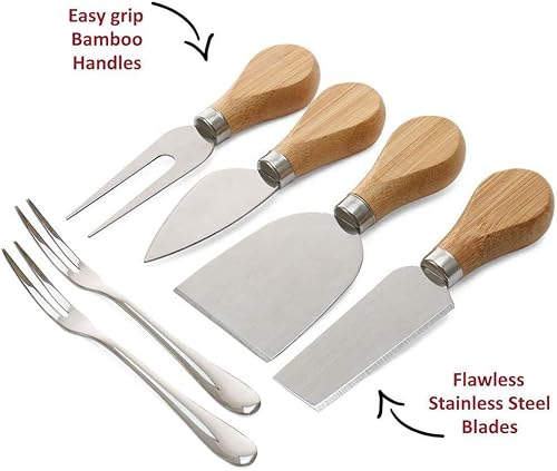 Miniatura 3 de Ruby Lil Tabla grande para cortar queso, juego de tabla de queso, tabla de charcutería con cajones deslizantes, juego de 4 cuchillos y 2 tenedores,