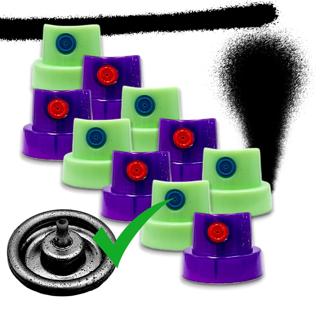 Fat and Thin Spray Paint Caps Compatible With Rust-Oleum; Stops Rust, Painters Touch, Enamel, American Accents and Krylon Fusion (10)