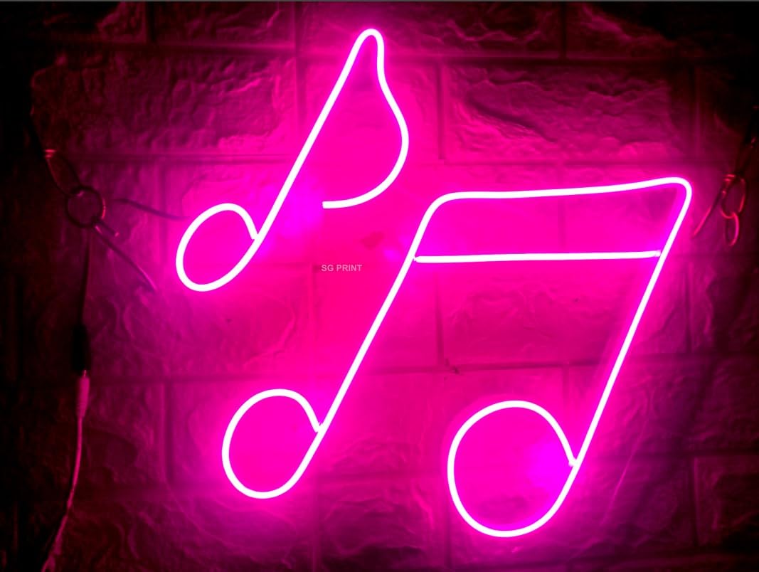 SG PRINT Music symbol Neon Sign - LED Neon Lights Wall Decoration, Creative Music Symbol Night Light Bedroom Living Room Girl Room Décor Bar Party Birthday Gift 18x18(purple)-image-26