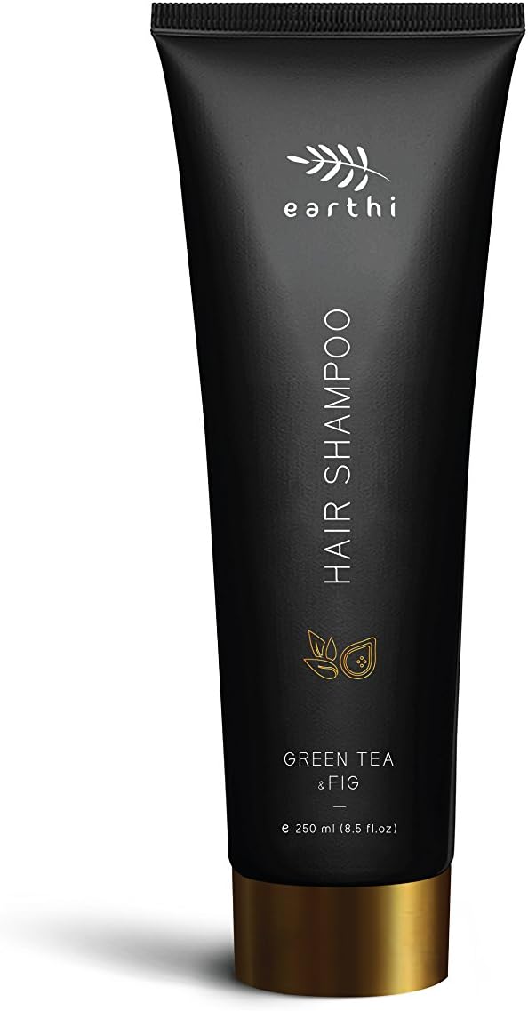 Earthi Green Tea and Fig Hair Cleanser Dandruff Control Anti Hair Fall Sulphate Free Men and Women Shampoo, Tea Tree Oil, 250 ml