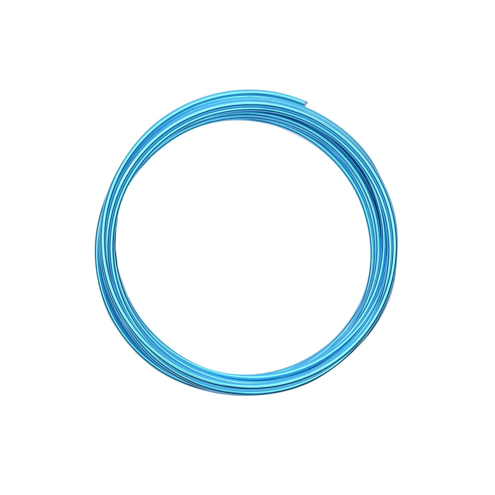 Vaessen Creative Aluminium Craft Wire 16.4 ft (5 m) x 0.08" (2 mm) Turquoise (Blue) - Flexible Metallic Wire for Crafting, Flower Arranging, Jewellery Making and Modelling