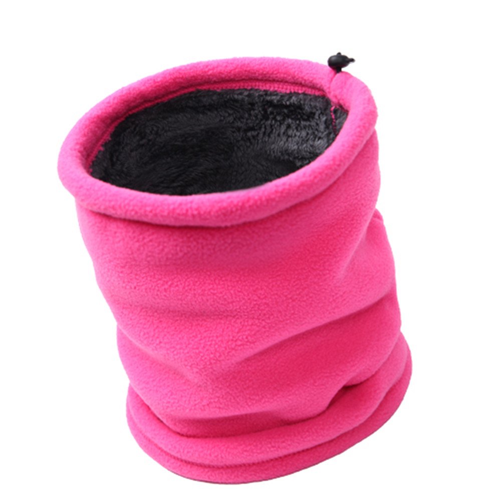 TBSHOP Unisex Thickness Fleece Thermal Neck Warmers Snood Scarf Hat for Riding Face Mask and Ski Retaining Cap Snowboarding Neckerchief (Pink)