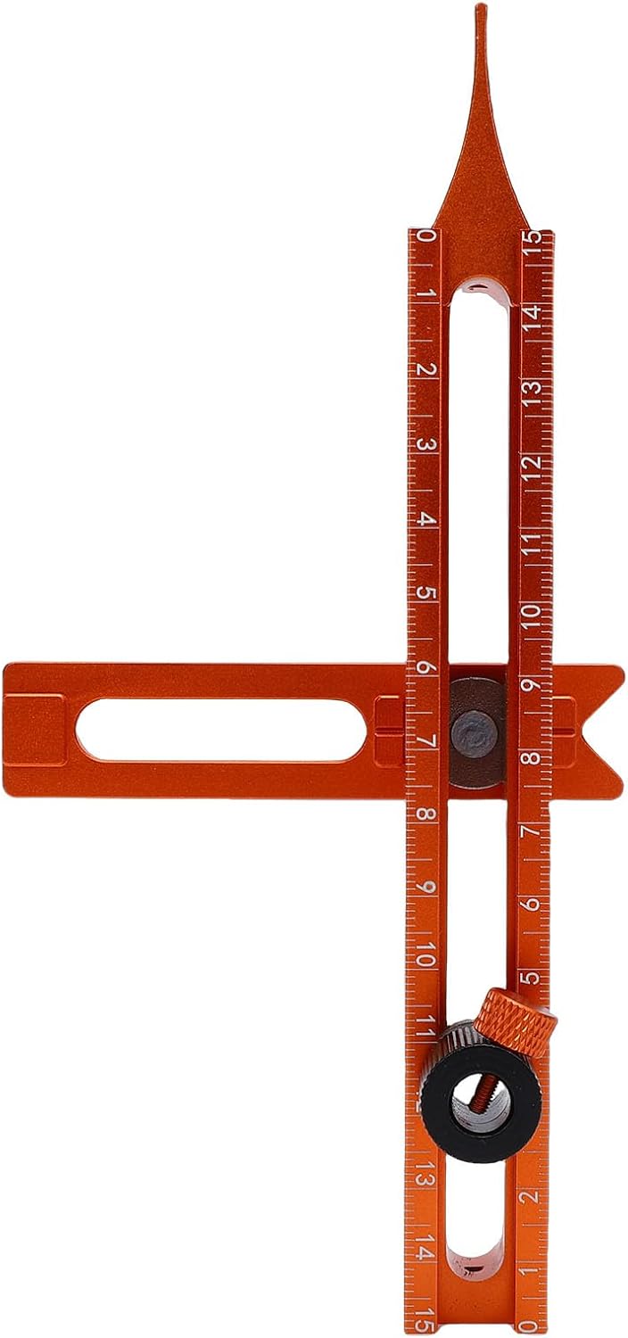 Magnet 4 Sided Scale Scribing Tool Leveling Ruler with Magnet Base Multi Purpose Woodworking Marking Tool for Carpentry Furniture Making Construction
