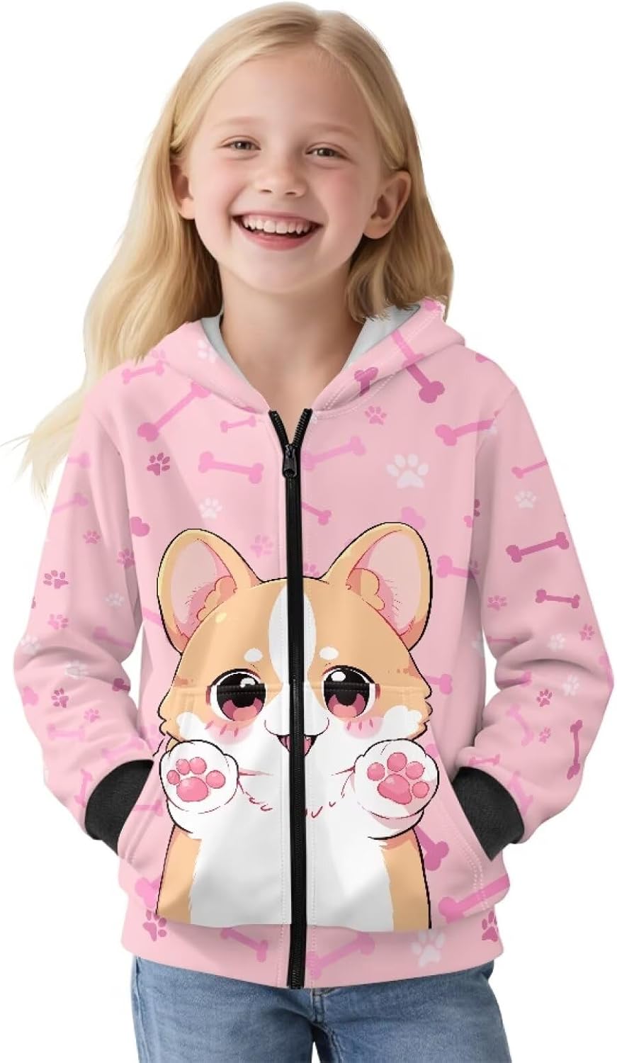 Girls Fleece Zipper Hoodies with Pockets Warmly Breathable Sweatshirts Long Sleeve Sweatshirt for Teen Girl