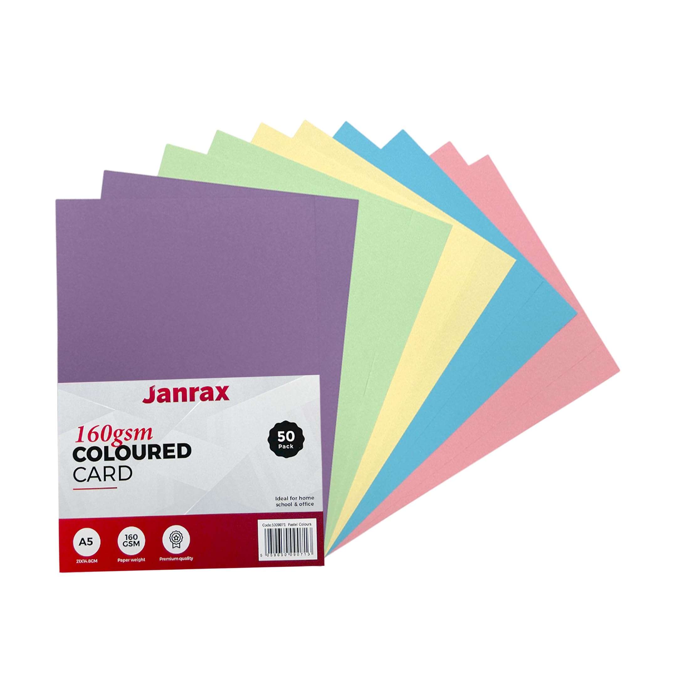 Packung mit 500 Stück, A5, sortiert, pastellfarben, 160 g/m² Bögen