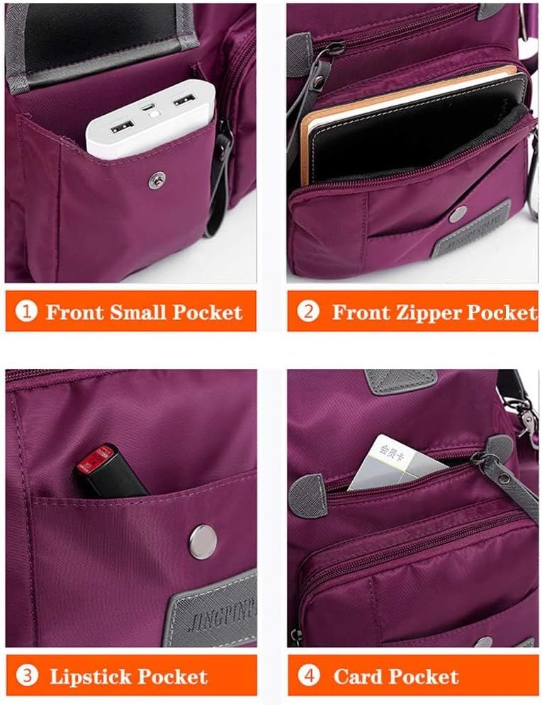 MINTEGRA Nylon Tote Bag for Women Multi Pocket Shoulder Bag Waterproof Diaper Crossbody Bag