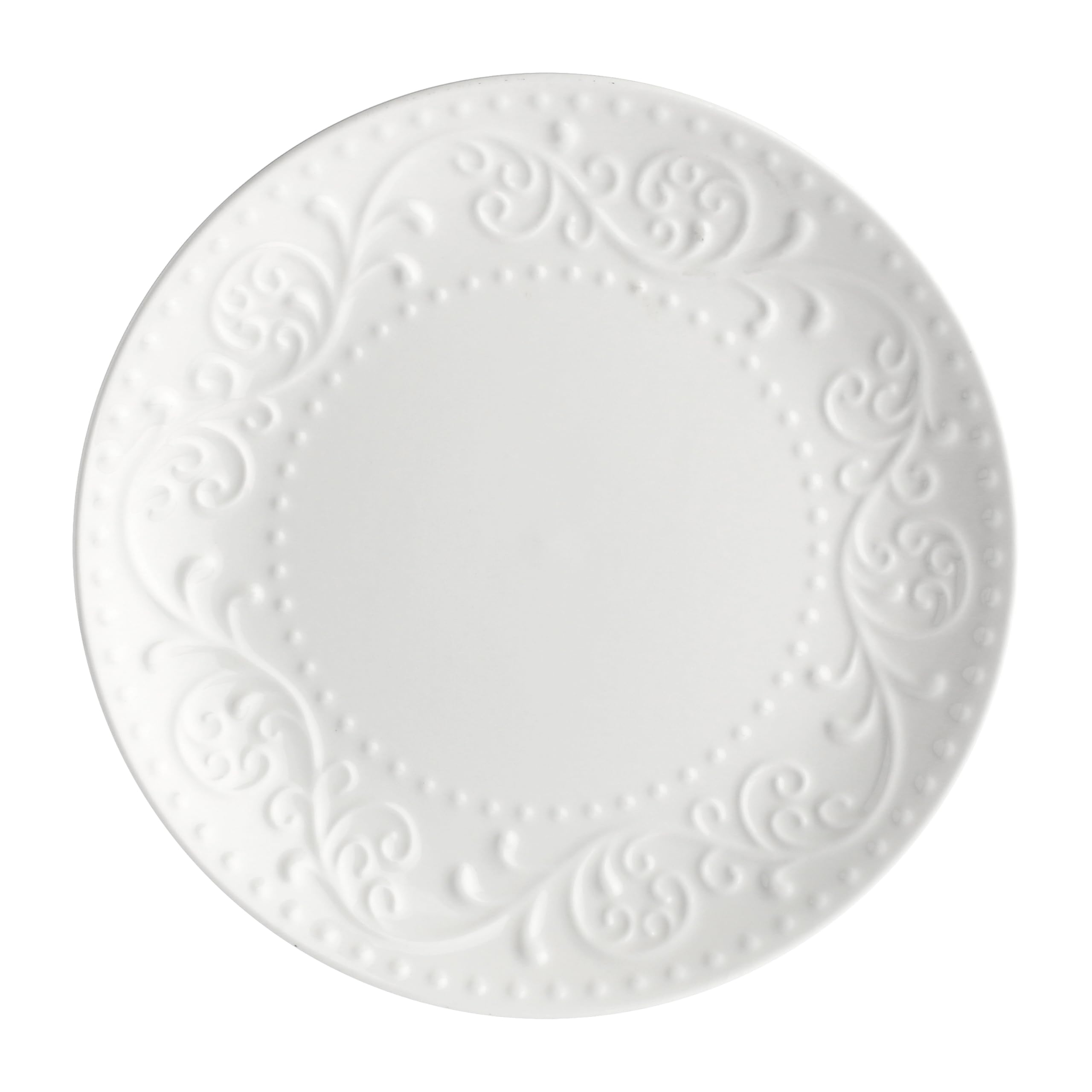 Porzellan-Kombiservice 18-teilig für 6 Personen | Weißes Geschirr-Set mit edlem Relief-Ornament | Ideal für Alltag, Festtafeln & Weihnachten (Geschirrset 18-teilig)