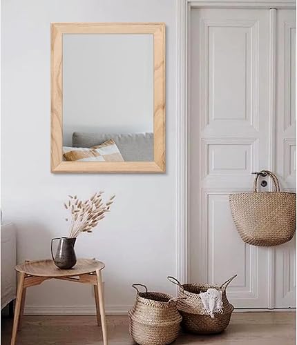 Vista 123 de AAZZKANG Espejos para pared, espejo colgante con marco de madera rústica, 20 x 16 pulgadas, decorativo para casa de campo, dormitorio, baño, sala