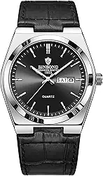 Relógio Masculino Pulseira de Couro Dial com Mão de Lua e Design Elegante Luxo Negócios para Homens com Luminoso Relógio para Homens