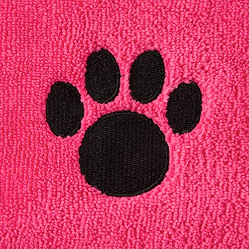 Image of Bone Dry Pet Grooming Microfiber Towel, Embroidered Collection, X-Large,41x23.5, Raspberry Sorbet