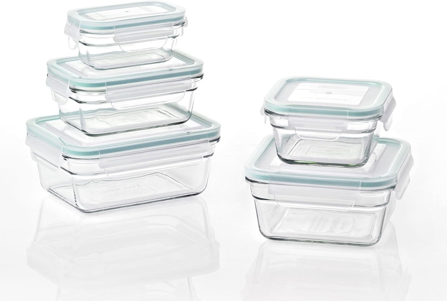 Glasslock - Oven and Microwave Safe Glass Food Storage Containers 10 Piece Set - Clear - Thumbnail 3