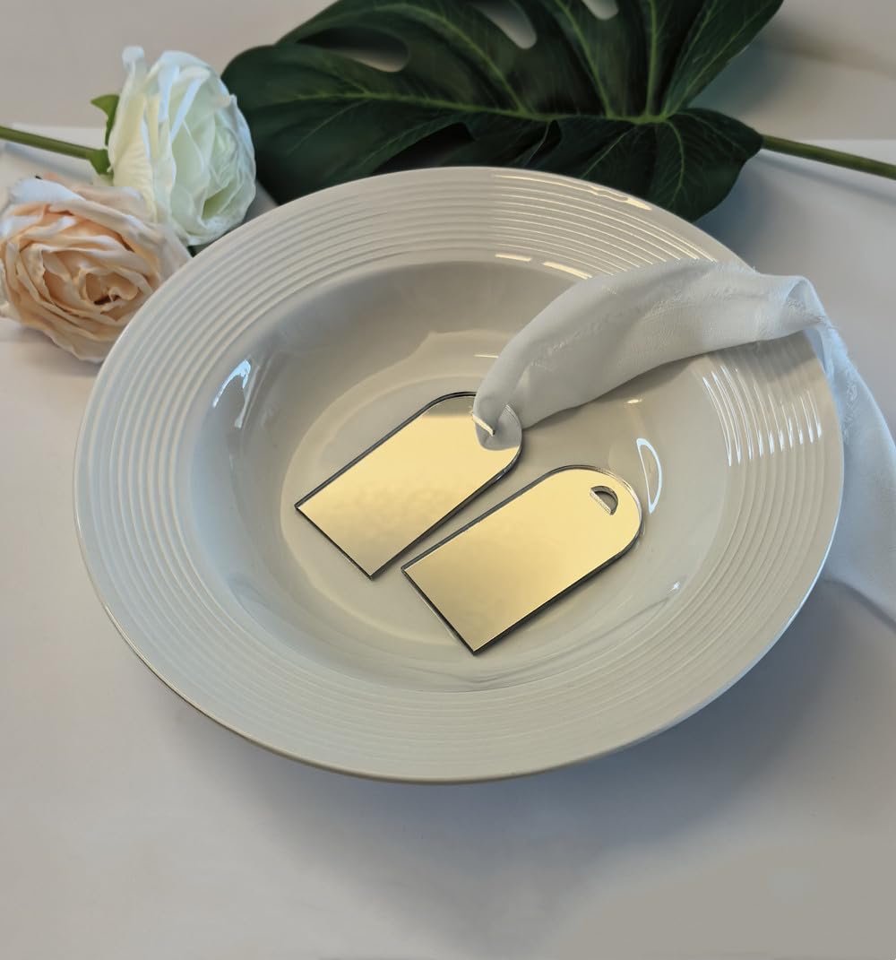 Set di 12 segnaposto in acrilico a specchio, etichette per bagagli ad arco a specchio per decorazioni per matrimoni, eleganti decorazioni per la tavola, regali personalizzati ed eventi memorabili