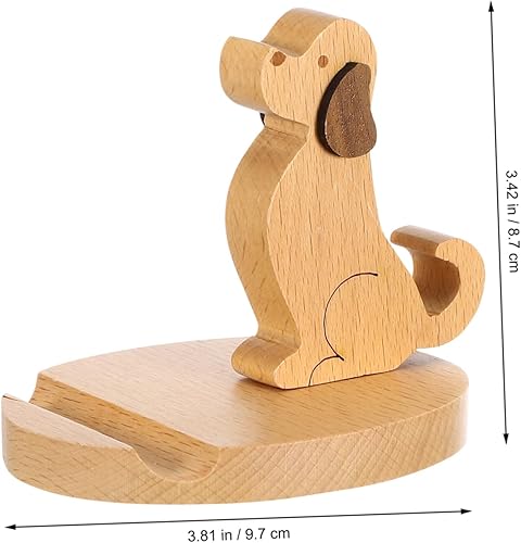 Miniatura 4 de Didiseaon Soporte para teléfono celular Soporte de madera para teléfono celular con forma de perro, soporte para tableta para teléfono en casa,