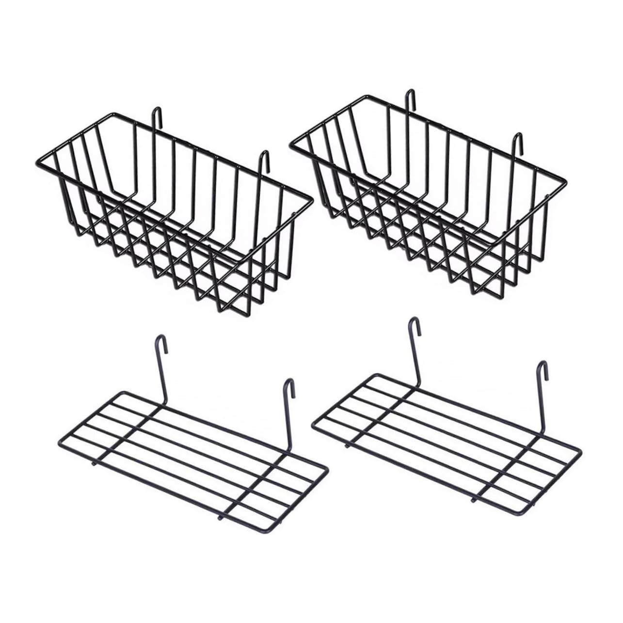 Cabilock Iron Storage Baskets Wall-Mounted Racks for Pegboard 2 Sets Removable Bins for Home Office