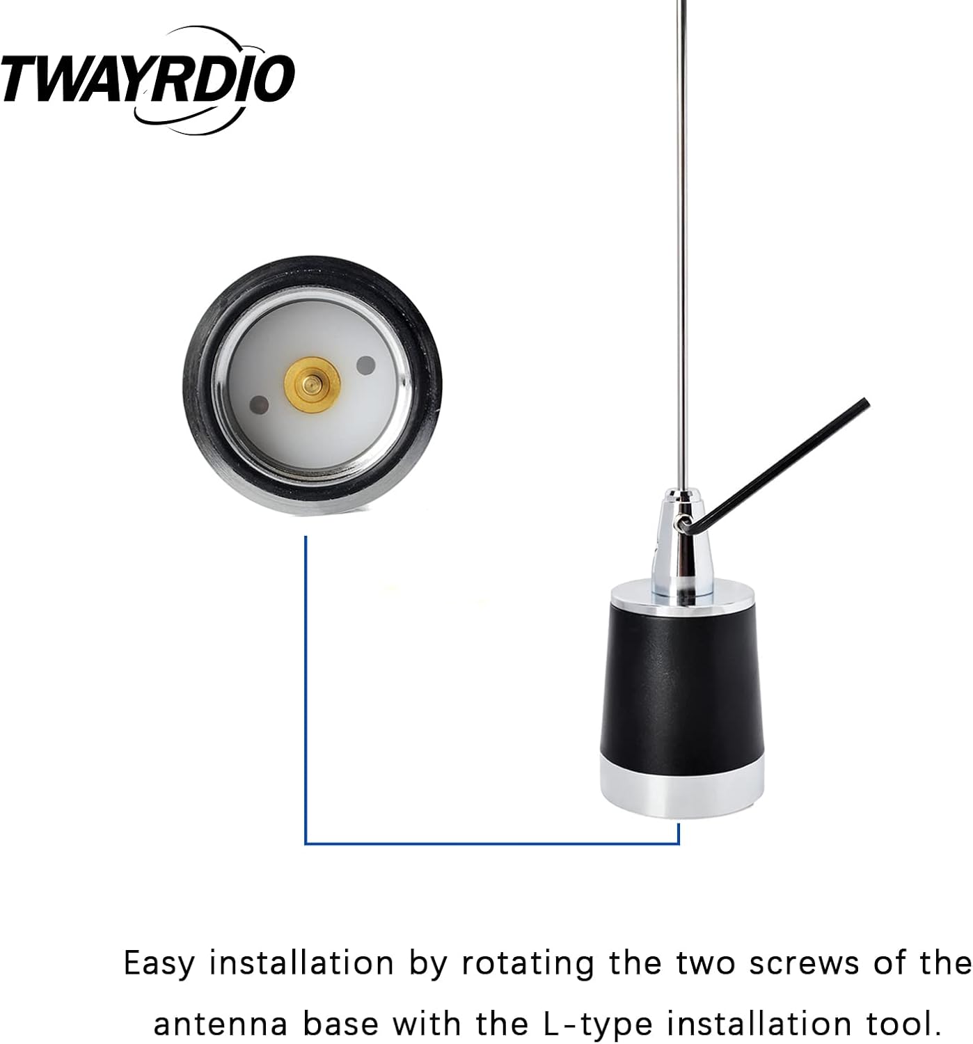TWAYRDIO Dual Band NMO Antenna, Triplex Heavy Duty NMO Magnetic Mount and 16.4ft RG58 Coaxial Cable PL259 Connector for VHF UHF Two Way Radio Mobile Transceiver
