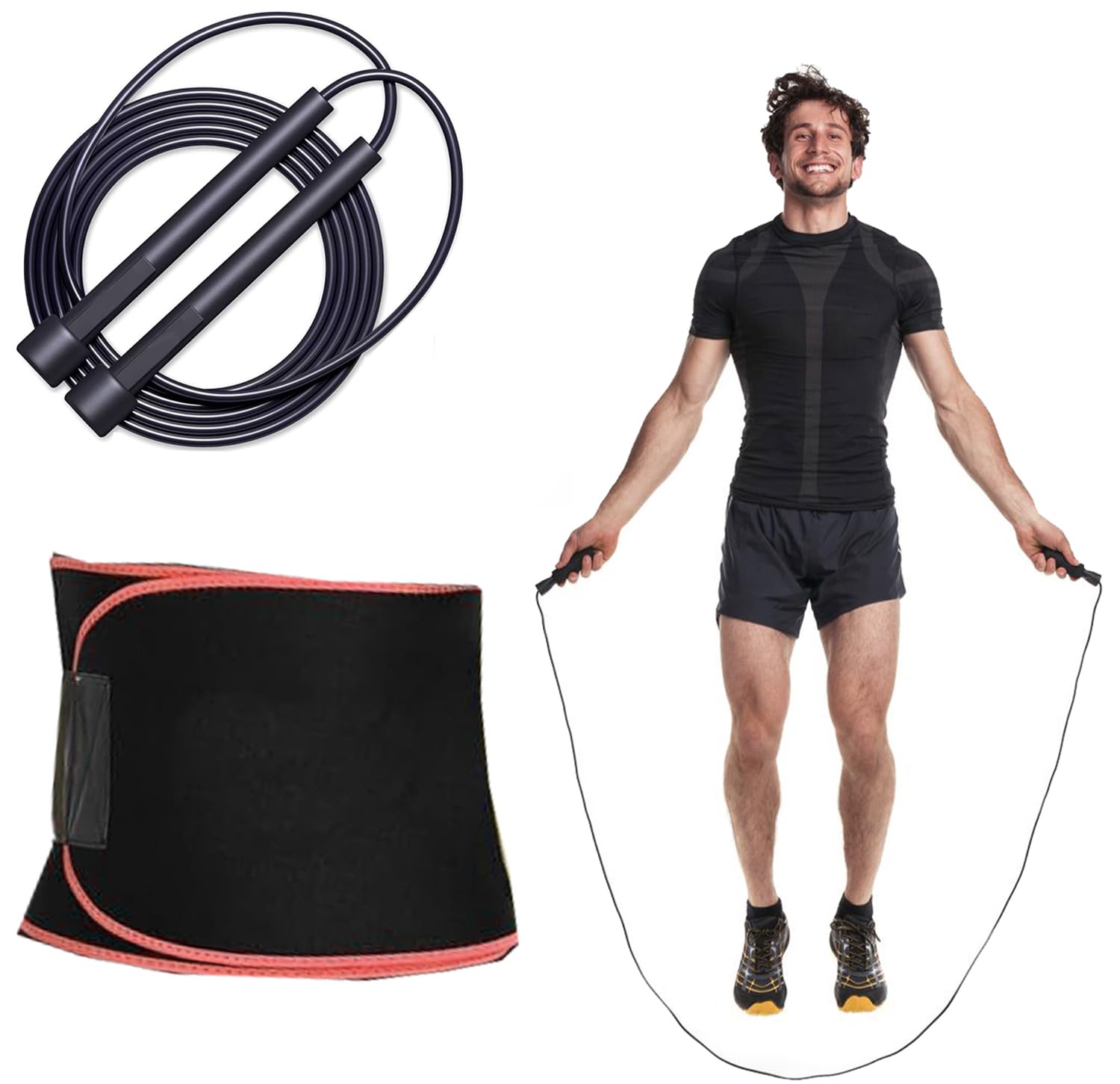 Skipping Rope & Sweat Slim Belt for Men and Women Jumping Rope Speep Rope for Kids, Women, Girls Rassi Jumping Men for Exercise, Gym, Sports-image-43
