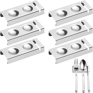 Set of 6 Cutlery Rests Stand for Chopsticks Spoon Fork Knife Rest Rack 304 Stainless Steel Flatware Holder for Dining Table