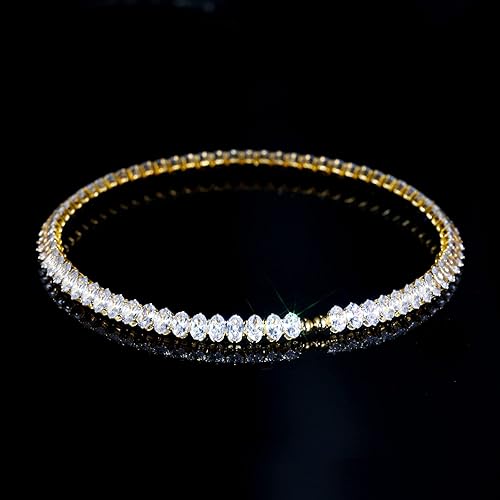 Vista 2 de AiliFe Gargantilla de circonita cúbica para mujeres y mujeres, brillantes diamantes de imitación chapados en oro amarillo, cadena de diamantes
