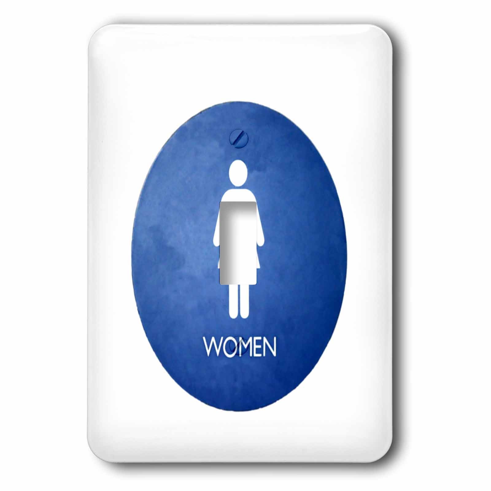 Salle de bain femme plus claire avec le signe bleu et blanc pour interrupteur