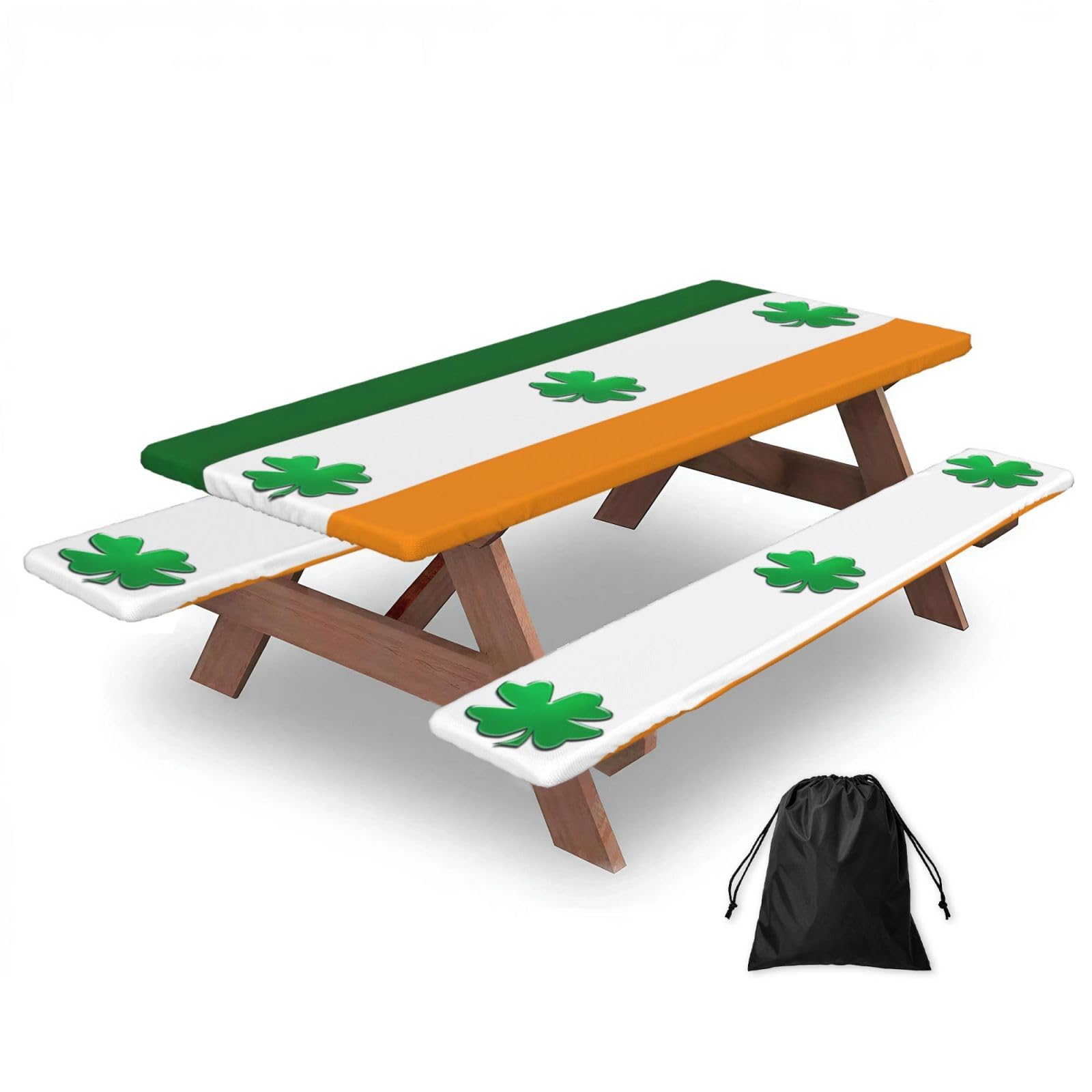 PPHGUT Irish Flag Print Picnic Table Bench Cover Set Outdoor Garden Bbq Protector For Family Camping