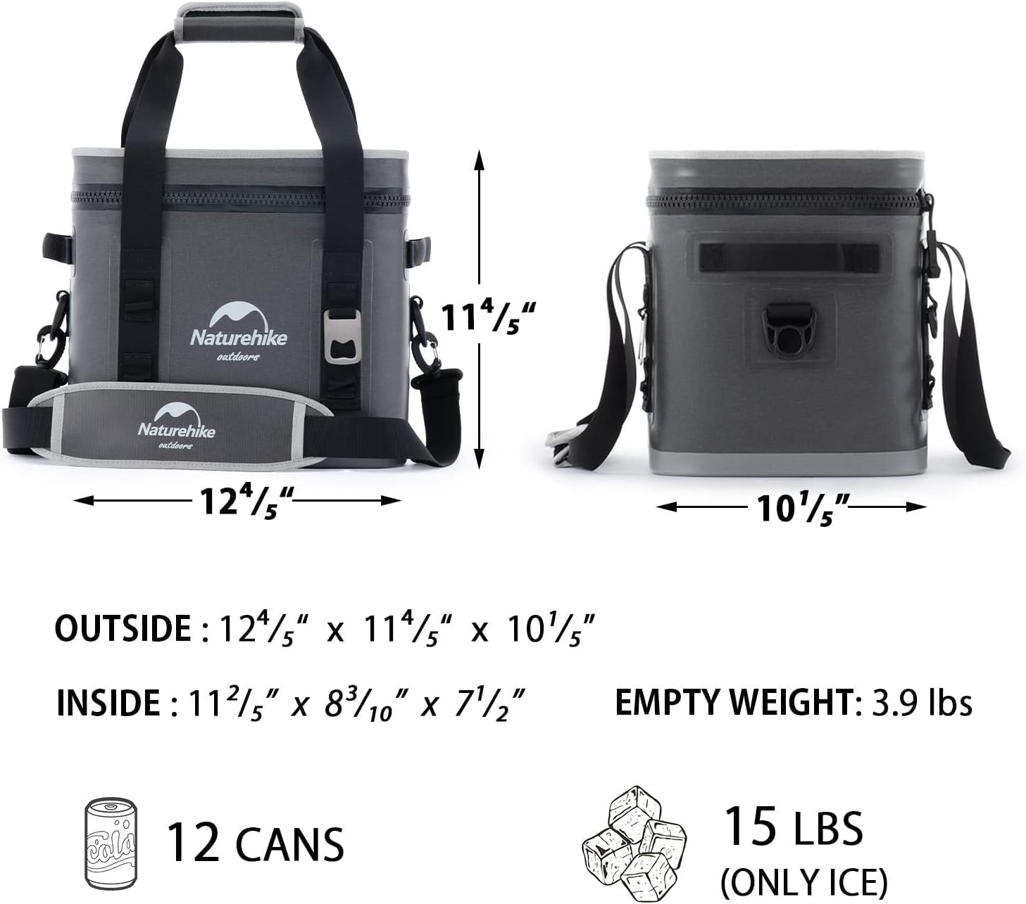 Naturehike Camping Cooler Bags Insulated, Leakproof Zipper, Waterproof Portable Ice Chest Cooler for Lunch, Cars, Picnics, Beaches, BBQ Party, Fishing, Travel & Work,12 Cans : Sports & Outdoors