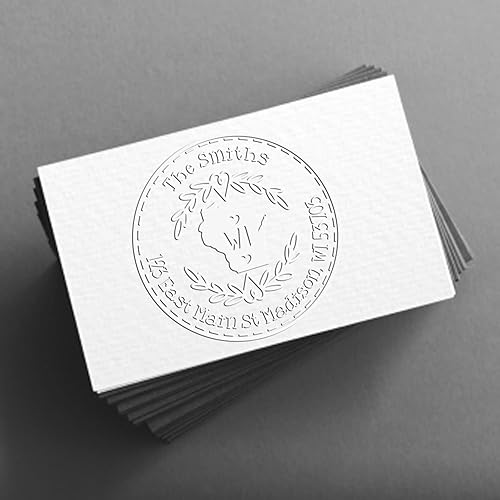 Miniatura 138 de Round State Love - Sello de dirección de devolución para Texas, uso con almohadilla de sello, mango de madera, sello de dirección de Texas