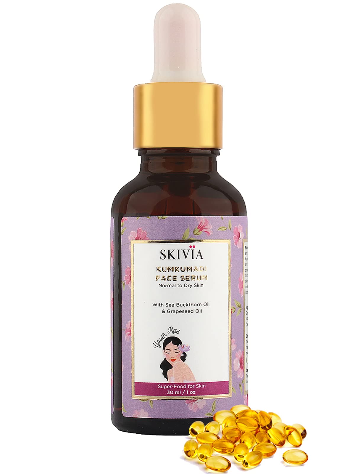 Skivia Kumkumadi Face Serum with Sea Buckthorn Oil & Vitamin E - 30 ml | Minimizes Dark Spots & Pigmentation | Unisex