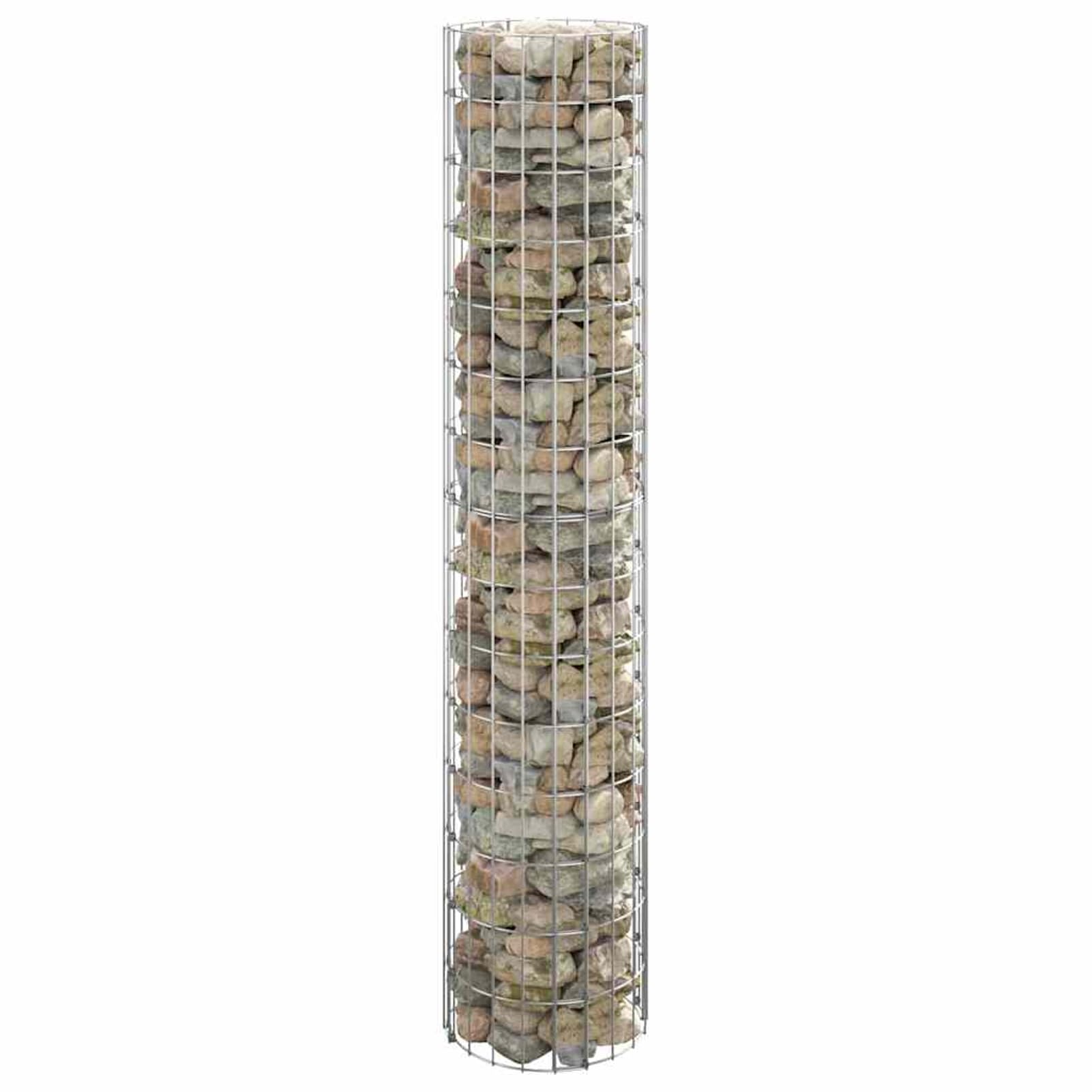 Tidyard Palo Gabbione Circolare in Acciaio Zincato Argento Ø30x150 cm, Gabbia per Piante da Esterno, Struttura Stabile per Delimitare Aiuole e Giardino 152013