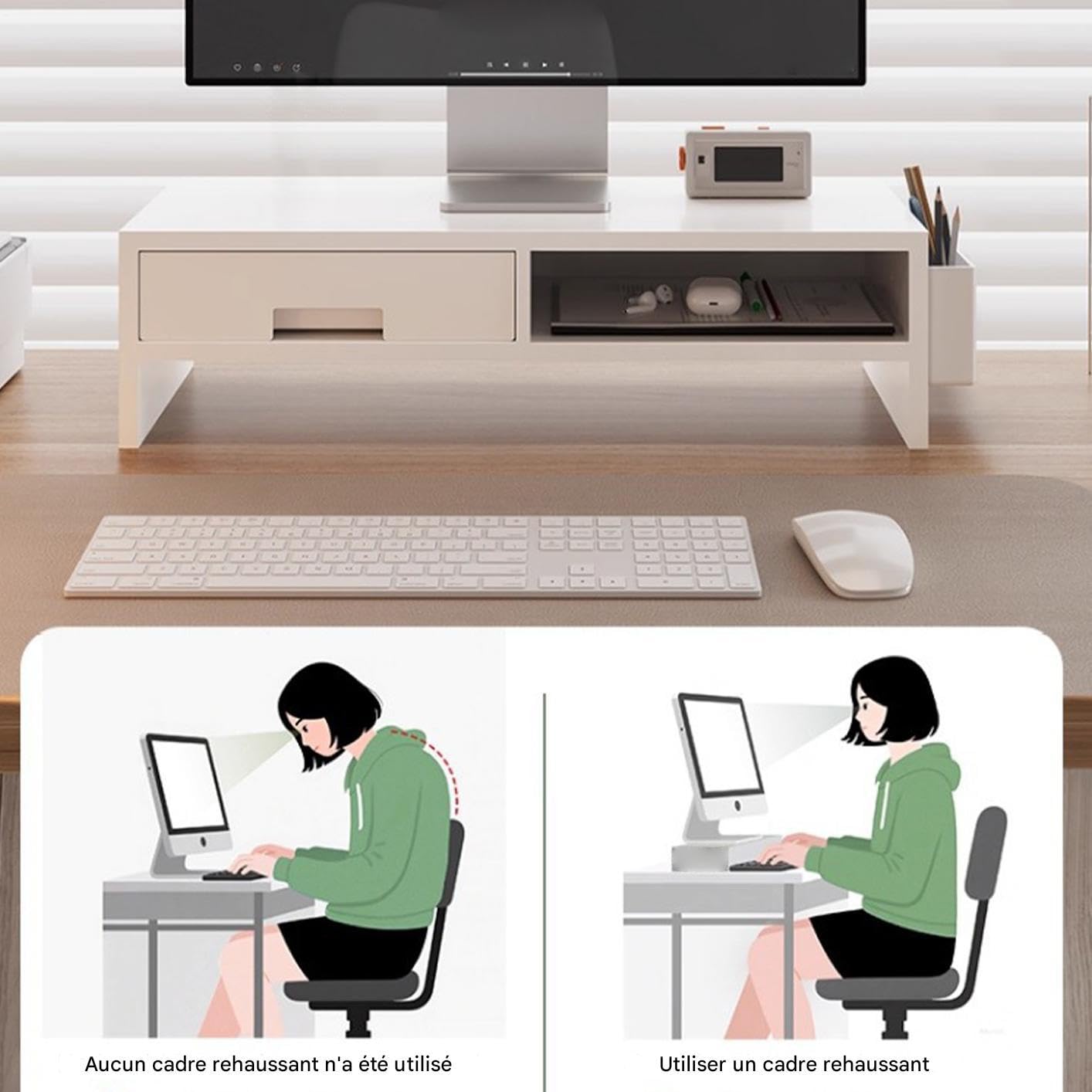 Supporto Alzatore Per Monitor Da Scrivania Supporto Ergonomico Robusto E | Supporto Per Alzare Il Monitor Da Scrivania Per Famiglia, , Uffici, Interno, Studio, Camera Da , Stanza, E Sc
