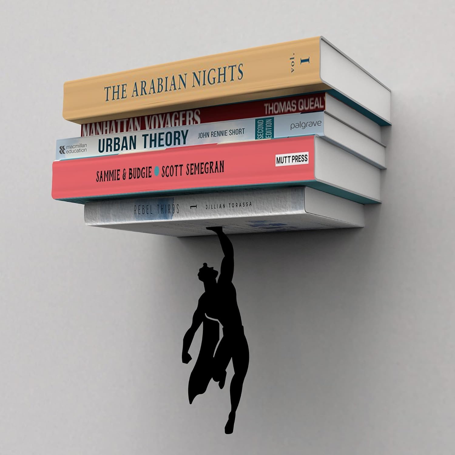 INFIGN Superhero Floating Bookshelf - Invisible Book Shelf for Wall Décor Home Library - Metal Book Shelf - Superhero Home Decore Bookshelves