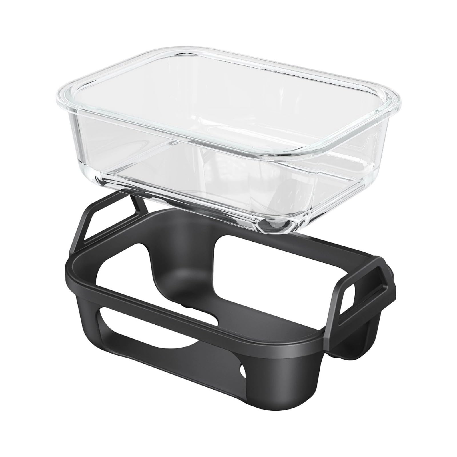 TQUXNGA Borosilicate Glass Baking Tray with Silicone Handle for Air Cooker Oven Microwave Safe Not Stick Easy Clean Multipurpose Kitchen Tool Glass Bowl for Air Cooker
