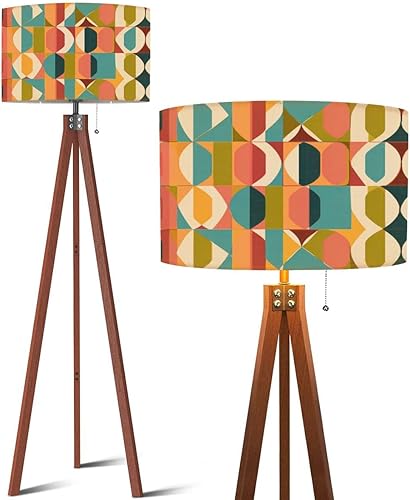 Trípode de madera, lámpara de pie estética de mediados de siglo, diseño retro sin costuras, decorativa, 50, 60, 70, mediados de siglo, lámpara de