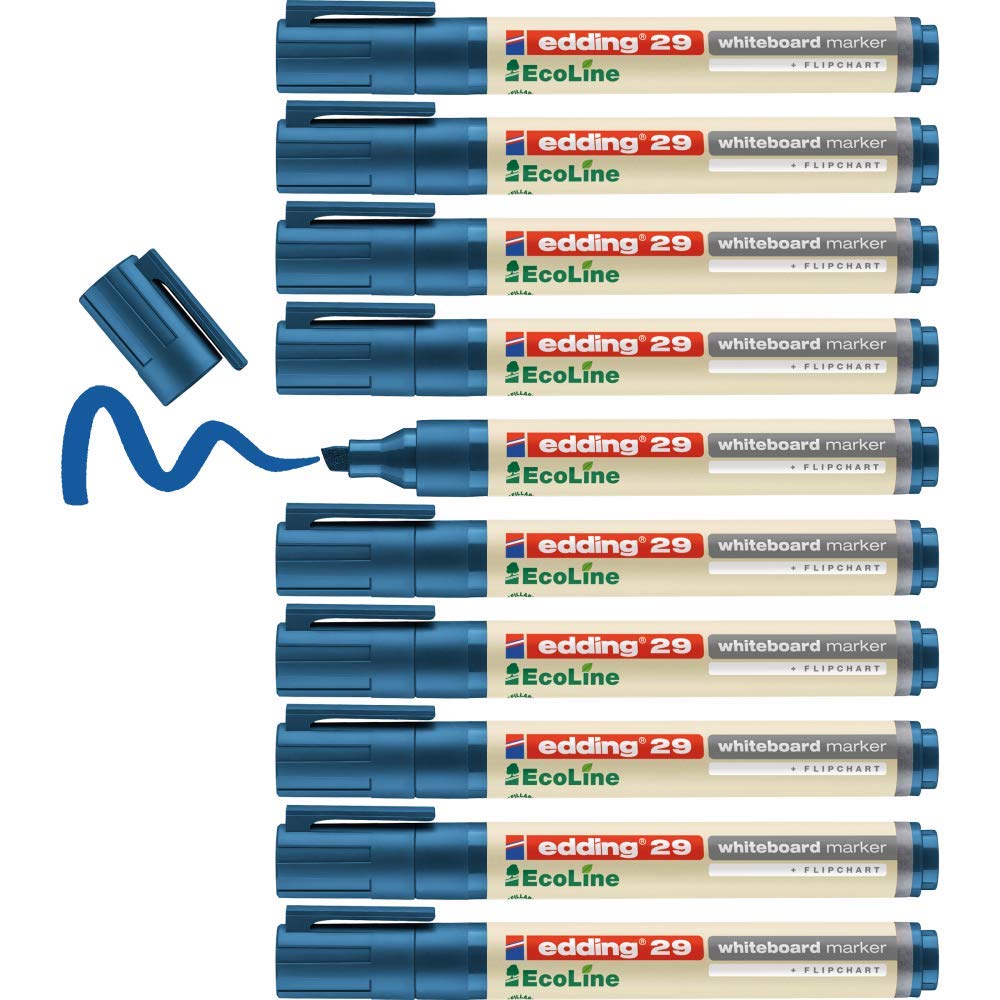 Edding 29 Ecoline Whiteboard Marker - Blue - Box Of 10 Whiteboard Pens - Chisel Tip 1-5 Mm - Whiteboard Pen Dry Wipe - For Whiteboards, Flipcharts - View #7