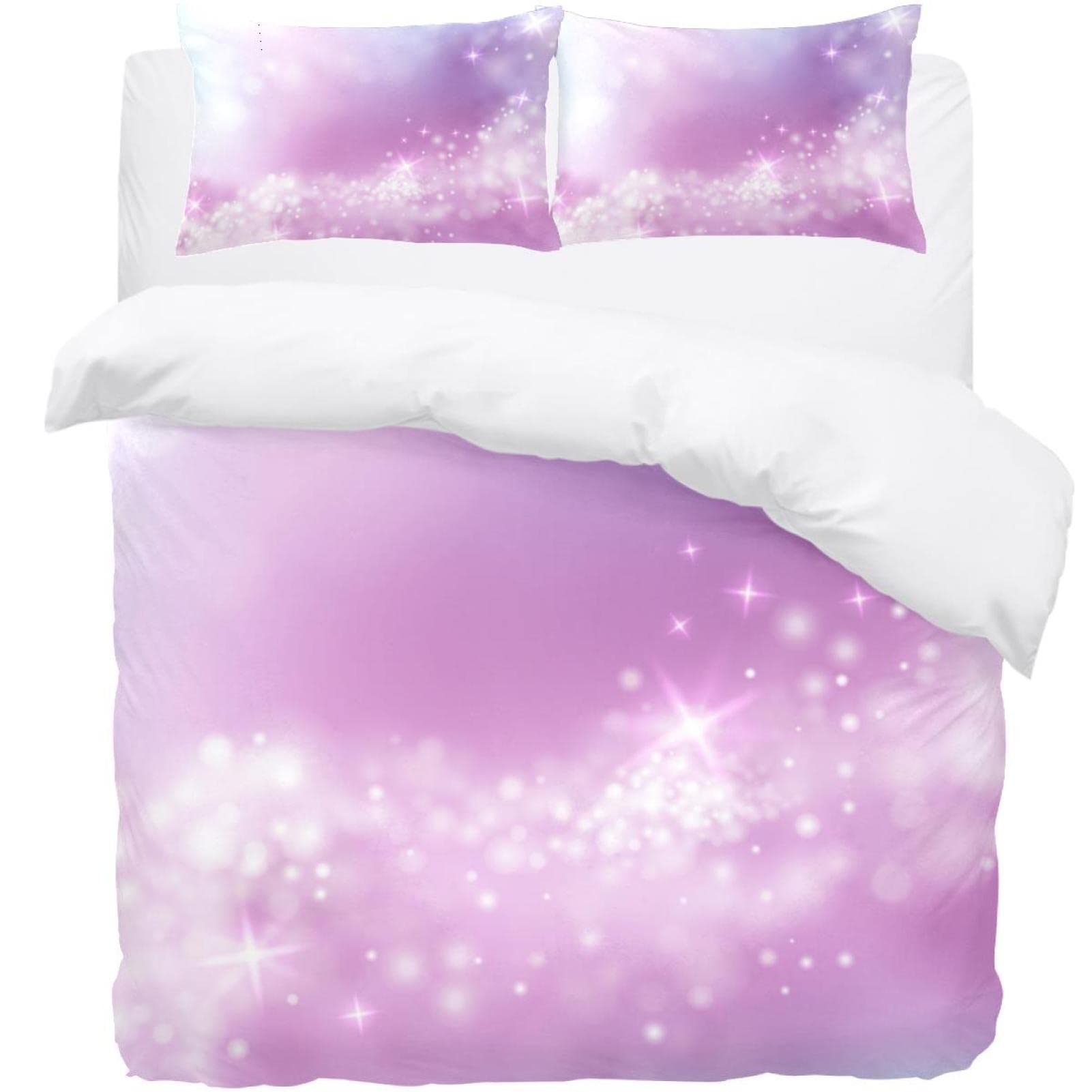 Parure de lit violet ciel avec housse de couette ultra douce et 2 taies d'oreiller de nuit