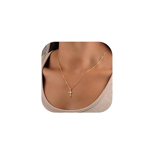 Turandoss Gold Cross Necklace for Women - Dainty 14K Gold Plated Cross Necklace Layered Beaded Infinity CZ Holy Mary Medal Pendant Necklaces for Women Trendy Faith Jewelry First Communion Gifts