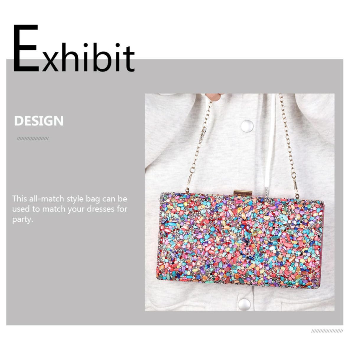 Bunte Abendtasche aus PU Leder für Damen, praktisch und elegant, leicht zu öffnen und zu schließen, geeignet für Partys, Hochzeiten und besondere Anlässe