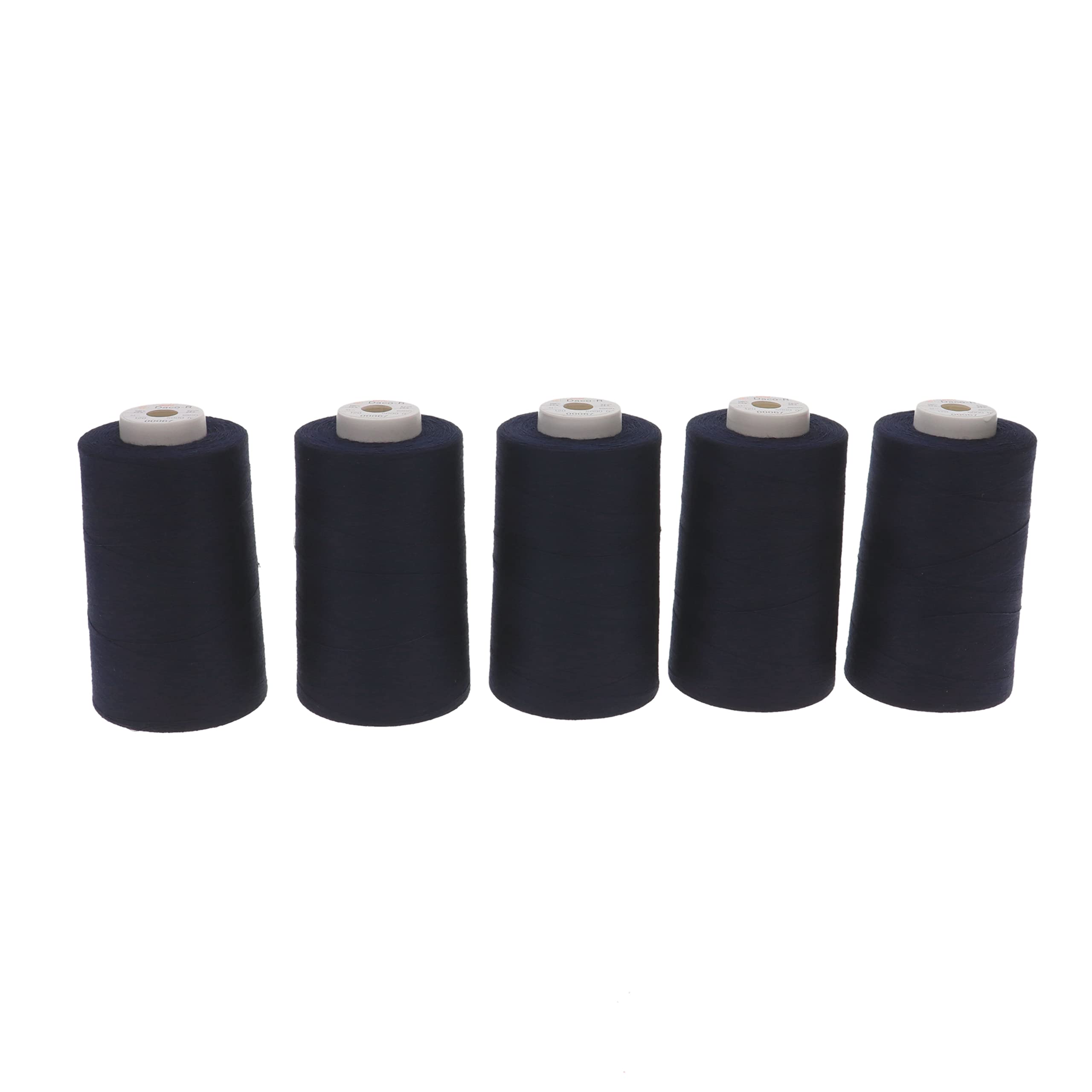 dacor 120 - Confezione di fili per cucito 100% poliestere - 5 coni (5 x 5.000 metri) 0067 - Blu notte