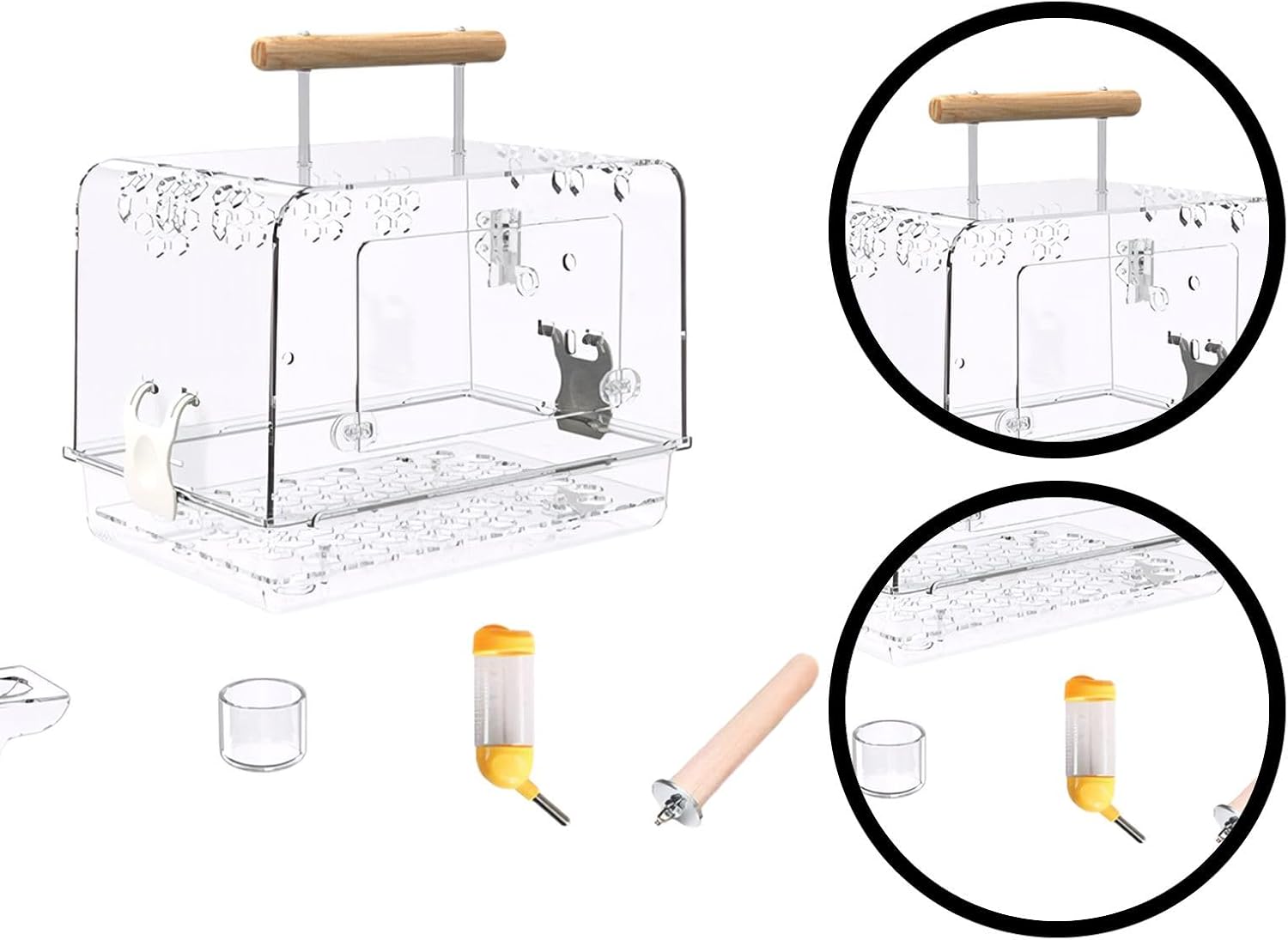 Small Bird Travel Cage for Parrots, Secure Bird Carrier with Locking, Removable Tray and Accessory Kit for Cockatiel Budgie Transport