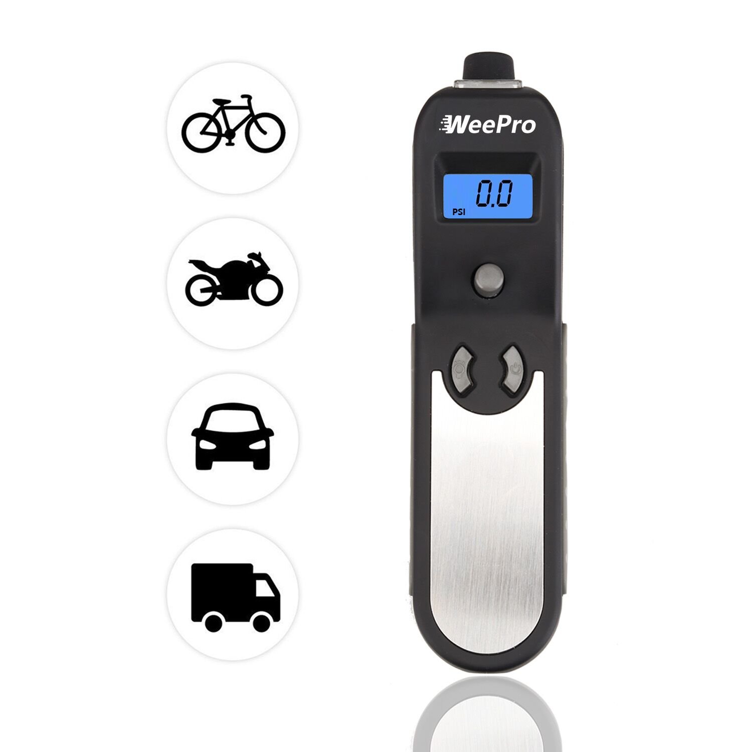 Weepro Tpro8150 Digital Multi-function Tyre Pressure Gauge 4-in-1 Tyre Tread Depth Gauge, Wide Range 3-150 PSI, Backlight LED Display, 4 Measurement Unit with Led Light for Car Truck Bicycle Motocycles