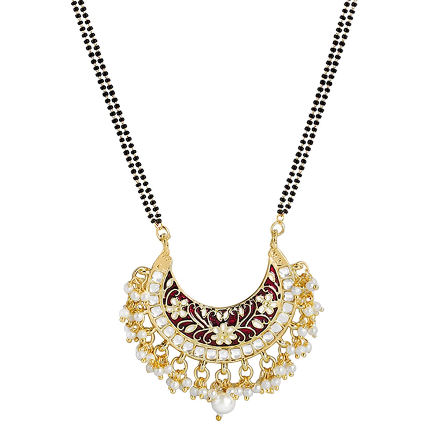 See full amazon price history chart for I Jewels 18k Gold Plated Traditional Meena Work Pearl Studded Pendant with Black Bead Chain Mangalsutra for Women (D083M) I Jewels 18k Gold Plated Traditional Meena Work Pearl Studded Pendant with Black Bead Chain Mangalsutra for Women (D083M) (B09P5CS8J5) Amazon Price History, Amazon Price Tracker